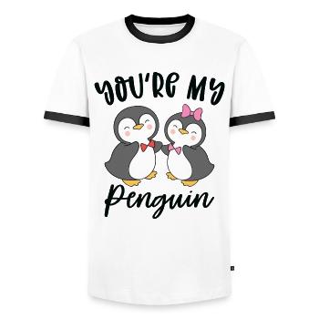 You're my Penguin Valentines Day Couples - Men's Ringer Shirt - white/black - Front - AI Model Female 172 light (172cm) & AI Model Male 178 dark (178cm)