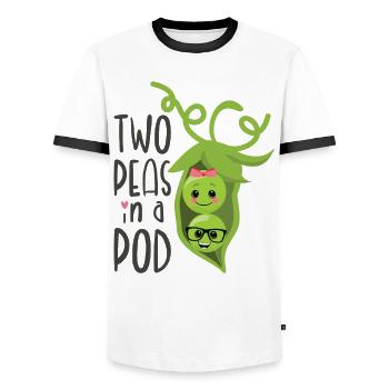 Two Peas in a Pod Valentines Day In Love - Men's Ringer Shirt - white/black - Front - AI Model Female 172 light (172cm) & AI Model Male 178 dark (178cm)
