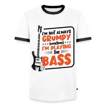 Le bassiste grincheux joue de la basse guitare musique basse basse - T-shirt contrasté Homme - blanc/noir - Devant - AI Model Female 172 light (172cm) & AI Model Male 178 dark (178cm)