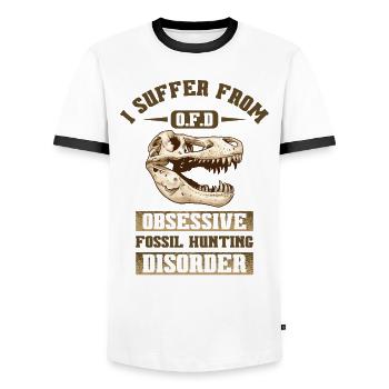 Fossilienjagd Dinosaurier Paläontologe Fossilien - Männer Kontrast-T-Shirt - Weiß/Schwarz - Vorne - AI Model Female 172 light (172cm) & AI Model Male 178 dark (178cm)