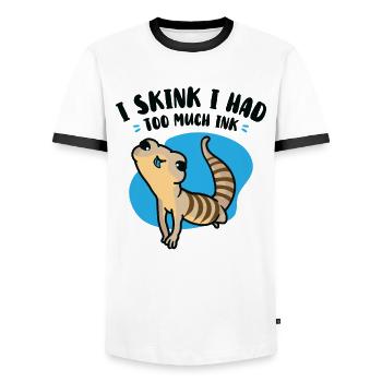 Herpetologie Blauzungenskink Eidechse Wildtiere - Männer Kontrast-T-Shirt - Weiß/Schwarz - Vorne - AI Model Female 172 light (172cm) & AI Model Male 178 dark (178cm)