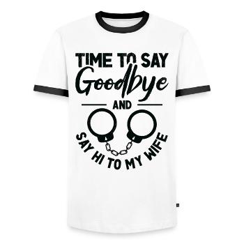 Célibataire Fiancé Mariage Épouse Anniversaire de mariage - T-shirt contrasté Homme - blanc/noir - Devant - AI Model Female 172 light (172cm) & AI Model Male 178 dark (178cm)