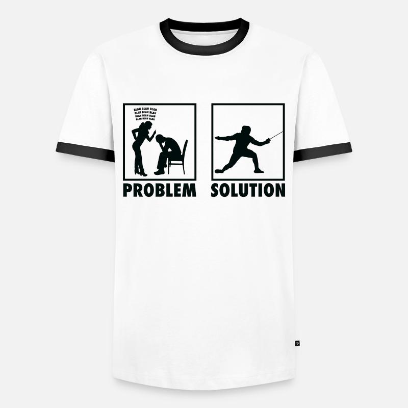 Fencing Fencer Statement Problem Solution. - Männer Kontrast-T-Shirt - Weiß/Schwarz