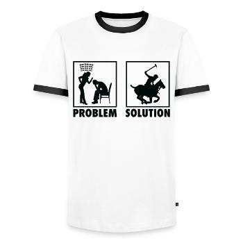 Polo Horseback Game Polo Players Statement - Men's Ringer Shirt - white/black - Front - AI Model Female 172 light (172cm) & AI Model Male 178 dark (178cm)