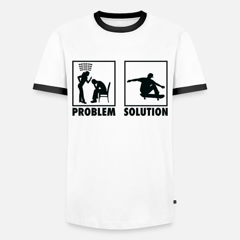 Skateboard Skateboarders Statement Problem - T-shirt contrasté Homme - blanc/noir