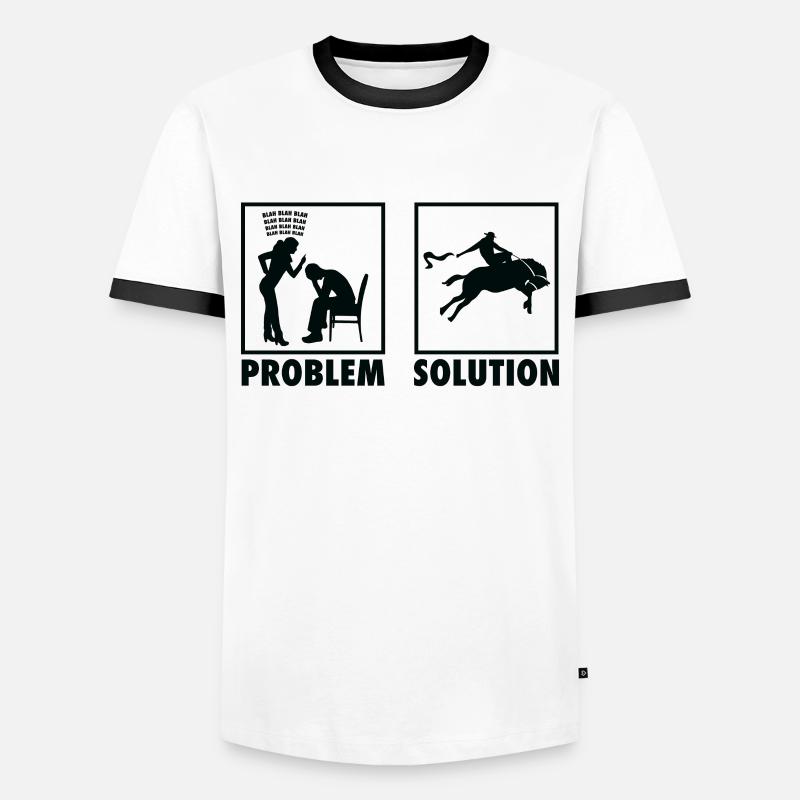 Rodeo Cowboys Statement Problem Solution. - Männer Kontrast-T-Shirt - Weiß/Schwarz