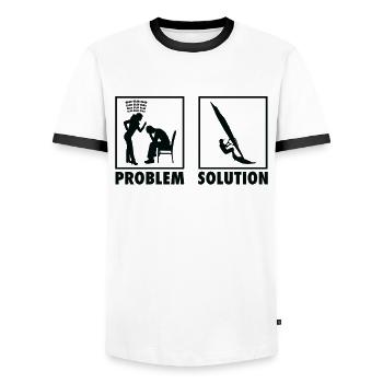 Windsurfing Windsurfer Statement Problem Solution. - Men's Ringer Shirt - white/black - Front - AI Model Female 172 light (172cm) & AI Model Male 178 dark (178cm)