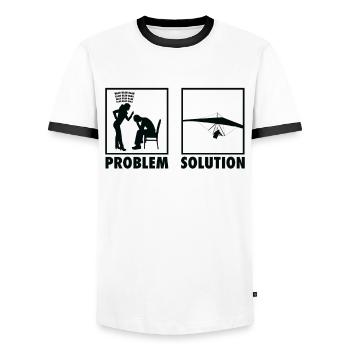Paragliding Paragliders Statement Problem - Men's Ringer Shirt - white/black - Front - AI Model Female 172 light (172cm) & AI Model Male 178 dark (178cm)
