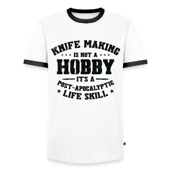 Messer Selbst Schmieden Damast Stahl Schmied - Männer Kontrast-T-Shirt - Weiß/Schwarz - Vorne - AI Model Female 172 light (172cm) & AI Model Male 178 dark (178cm)