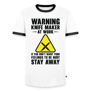 Knifemaking Knife Making Bladesmith Smithing Knife - Men's Ringer Shirt - white/black - Front - AI Model Female 172 light (172cm) & AI Model Male 178 dark (178cm)