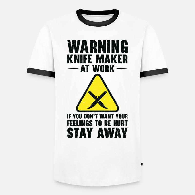 Knifemaking Knife Making Bladesmith Smithing Knife - Men's Ringer Shirt - white/black