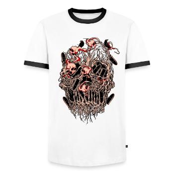 Bullets and Skull Roses Aesthetic Dripping Pattern - Männer Kontrast-T-Shirt - Weiß/Schwarz - Vorne - AI Model Female 172 light (172cm) & AI Model Male 178 dark (178cm)