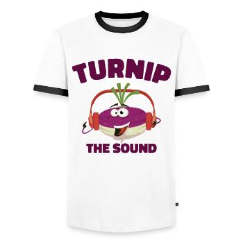 Music Turnip Party Music Lover Vegetable - Men's Ringer Shirt - white/black - Front - AI Model Female 172 light (172cm) & AI Model Male 178 dark (178cm)