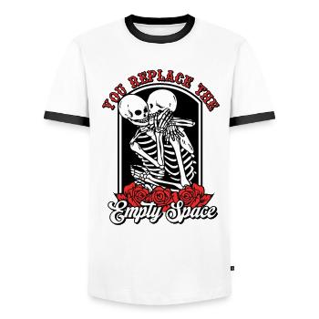 Romantique Gothique Os Squelette Roses Mort Tombe - T-shirt contrasté Homme - blanc/noir - Devant - AI Model Female 172 light (172cm) & AI Model Male 178 dark (178cm)