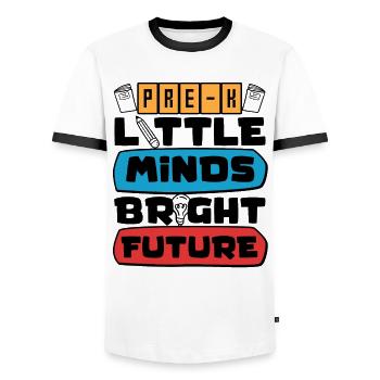 Preschool Kids Back to School Little Minds Bright - Men's Ringer Shirt - white/black - Front - AI Model Female 172 light (172cm) & AI Model Male 178 dark (178cm)