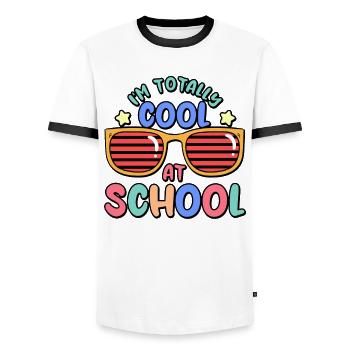 Les enfants retournent à l’école totalement cool à l’école pour - T-shirt contrasté Homme - blanc/noir - Devant - AI Model Female 172 light (172cm) & AI Model Male 178 dark (178cm)