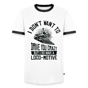 Triebfahrzeugführer Lokomotivführer - Männer Kontrast-T-Shirt - Weiß/Schwarz - Vorne - AI Model Female 172 light (172cm) & AI Model Male 178 dark (178cm)