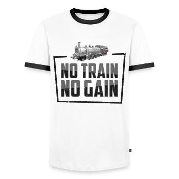 Services ferroviaires Conducteurs de locomotive Conducteurs de train - T-shirt contrasté Homme - blanc/noir - Devant - AI Model Female 172 light (172cm) & AI Model Male 178 dark (178cm)