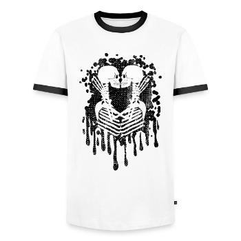 Squelette gothique dégoulinant Aimez vos tendres baisers - T-shirt contrasté Homme - blanc/noir - Devant - AI Model Female 172 light (172cm) & AI Model Male 178 dark (178cm)