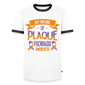 Psoriasis Warrior Plaque Lavendel Orange Ribbon - Männer Kontrast-T-Shirt - Weiß/Schwarz - Vorne - AI Model Female 172 light (172cm) & AI Model Male 178 dark (178cm)