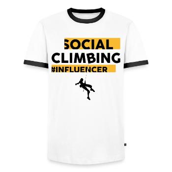 Social Media Influencer Social Climbing Meme - Männer Kontrast-T-Shirt - Weiß/Schwarz - Vorne - AI Model Female 172 light (172cm) & AI Model Male 178 dark (178cm)
