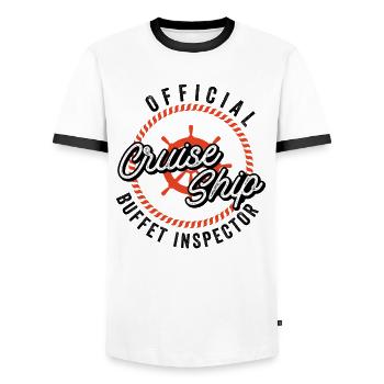 Lustiges Kreuzfahrtschiff Buffet Inspektor - Männer Kontrast-T-Shirt - Weiß/Schwarz - Vorne - AI Model Female 172 light (172cm) & AI Model Male 178 dark (178cm)