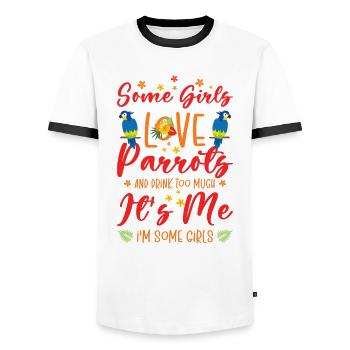 Ara Perroquet Propriétaire Filles Boire - T-shirt contrasté Homme - blanc/noir - Devant - AI Model Female 172 light (172cm) & AI Model Male 178 dark (178cm)