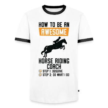 How to be an Awesome Horse Riding Equestrian - Men's Ringer Shirt - white/black - Front - AI Model Female 172 light (172cm) & AI Model Male 178 dark (178cm)