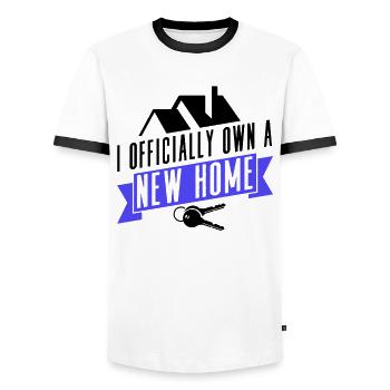 Neuer Hausbesitzer Einweihung Offizielle - Männer Kontrast-T-Shirt - Weiß/Schwarz - Vorne - AI Model Female 172 light (172cm) & AI Model Male 178 dark (178cm)