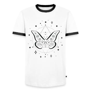 Himmlischer Schmetterling Line Art Insekt Fan - Männer Kontrast-T-Shirt - Weiß/Schwarz - Vorne - AI Model Female 172 light (172cm) & AI Model Male 178 dark (178cm)