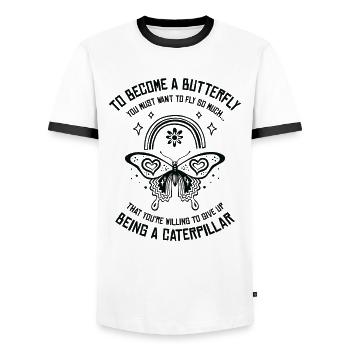 Butterfly Mystical Butterfly Lover Celestial Art - Men's Ringer Shirt - white/black - Front - AI Model Female 172 light (172cm) & AI Model Male 178 dark (178cm)