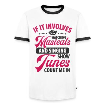 Musical Singen Musikliebhaber Beobachten Broadway - Männer Kontrast-T-Shirt - Weiß/Schwarz - Vorne - AI Model Female 172 light (172cm) & AI Model Male 178 dark (178cm)