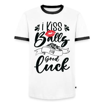 Pocketologist Billard Piscine Billard 8 Femme - T-shirt contrasté Homme - blanc/noir - Devant - AI Model Female 172 light (172cm) & AI Model Male 178 dark (178cm)