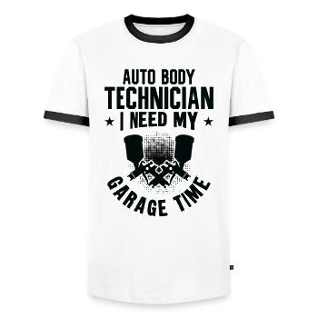 Auto Body Technician Vehicle Repair Car - Men's Ringer Shirt - white/black - Front - AI Model Female 172 light (172cm) & AI Model Male 178 dark (178cm)