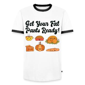 Thanksgiving Party Fall Season Pumpkin Pies Turkey - Men's Ringer Shirt - white/black - Front - AI Model Female 172 light (172cm) & AI Model Male 178 dark (178cm)