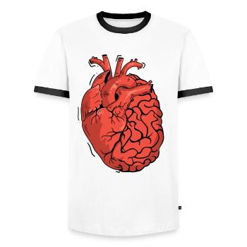 Moitié cerveau moitié cœur Anatomie des organes Science - T-shirt contrasté Homme - blanc/noir - Devant - AI Model Female 172 light (172cm) & AI Model Male 178 dark (178cm)