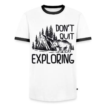 Explorer Voyage d’aventurier Randonnée Randonnée dans la nature - T-shirt contrasté Homme - blanc/noir - Devant - AI Model Female 172 light (172cm) & AI Model Male 178 dark (178cm)