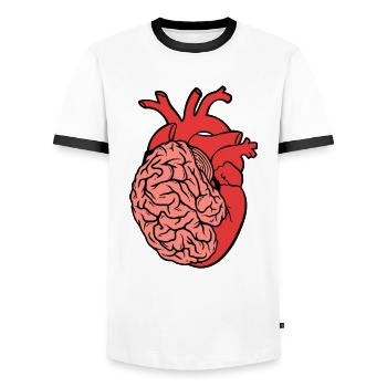 Moitié cerveau moitié cœur Anatomie des organes Science - T-shirt contrasté Homme - blanc/noir - Devant - AI Model Female 172 light (172cm) & AI Model Male 178 dark (178cm)