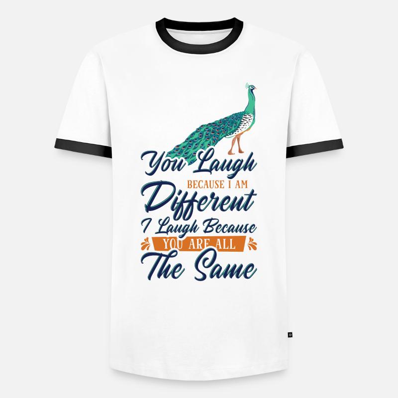 Peacock Positivity Different Inspirational - Men's Ringer Shirt - white/black