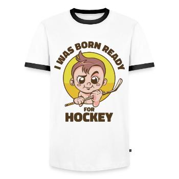 Eishockey Sport Trainer Spiel Spieler Torwart - Männer Kontrast-T-Shirt - Weiß/Schwarz - Vorne - AI Model Female 172 light (172cm) & AI Model Male 178 dark (178cm)