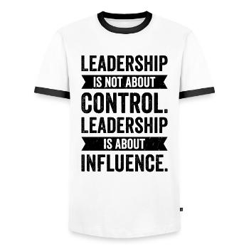 Leadership Wisdom Quotes Leader Inspire Motivator - Men's Ringer Shirt - white/black - Front - AI Model Female 172 light (172cm) & AI Model Male 178 dark (178cm)