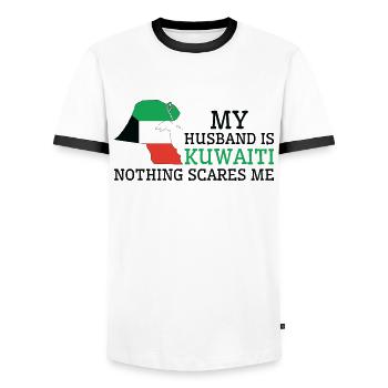 Nichts macht mir Angst Kuwaitischer Ehemann Kuwait - Männer Kontrast-T-Shirt - Weiß/Schwarz - Vorne - AI Model Female 172 light (172cm) & AI Model Male 178 dark (178cm)