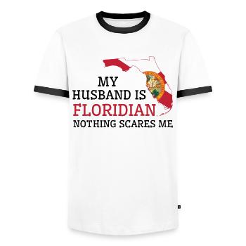 Nichts macht mir Angst Floridian Husband Florida - Männer Kontrast-T-Shirt - Weiß/Schwarz - Vorne - AI Model Female 172 light (172cm) & AI Model Male 178 dark (178cm)