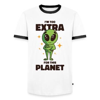 Space Alien Extravertit Êtres extravertis - T-shirt contrasté Homme - blanc/noir - Devant - AI Model Female 172 light (172cm) & AI Model Male 178 dark (178cm)