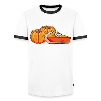 Gâteau aux épices à la citrouille Foodie Foodie Whipped Cream Dessert - T-shirt contrasté Homme - blanc/noir - Devant - AI Model Female 172 light (172cm) & AI Model Male 178 dark (178cm)