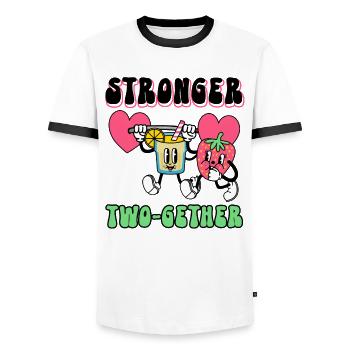Valentines Couple Stronger Together Lifetime - Men's Ringer Shirt - white/black - Front - AI Model Female 172 light (172cm) & AI Model Male 178 dark (178cm)