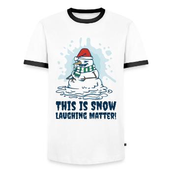 Halloween Scary Snowman Christmas Spooky Holiday - Men's Ringer Shirt - white/black - Front - AI Model Female 172 light (172cm) & AI Model Male 178 dark (178cm)