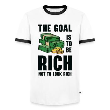Objectifs d’argent Citations de vie Message positif - T-shirt contrasté Homme - blanc/noir - Devant - AI Model Female 172 light (172cm) & AI Model Male 178 dark (178cm)