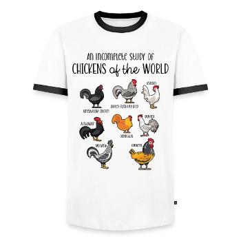Chickens Of The World - Men's Ringer Shirt - white/black - Front - AI Model Female 172 light (172cm) & AI Model Male 178 dark (178cm)