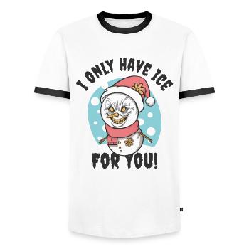 Halloween Scary Christmas Horror Fan Scary Snowman - Men's Ringer Shirt - white/black - Front - AI Model Female 172 light (172cm) & AI Model Male 178 dark (178cm)